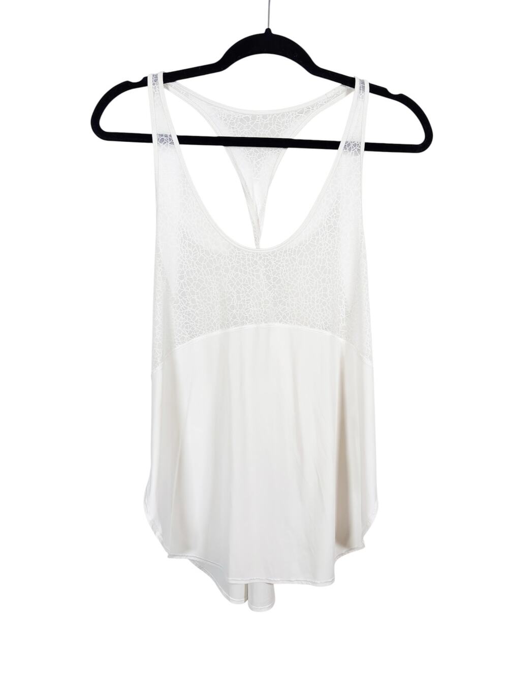 Lululemon Twist & Train Tank Top Womens 10 White Mesh Geometric Racerback Scoop